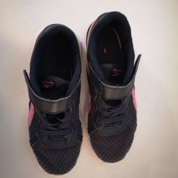 Reebok Kids Size 2 Navy & Pink Velcro Closure with Elastic Laces Sneakers - Picture 8 of 8